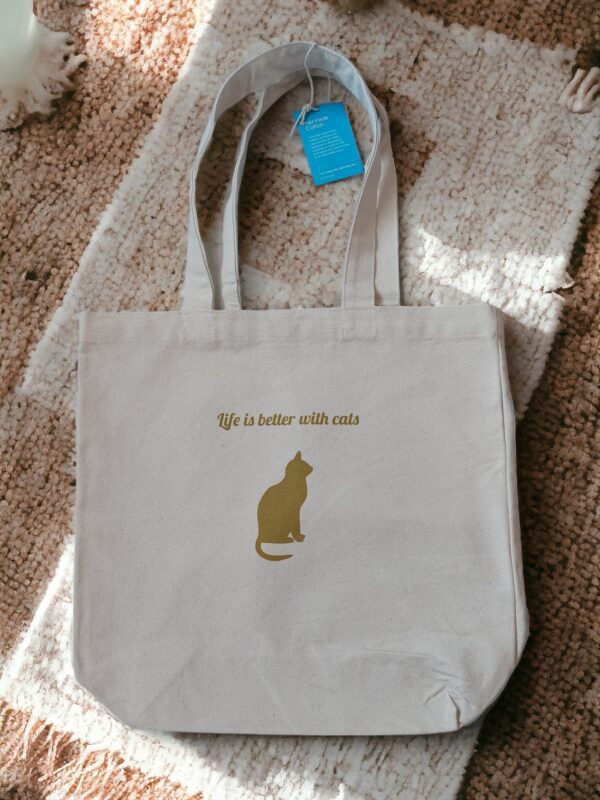 Fair Trade boodschappentas 'Life is better with cats'