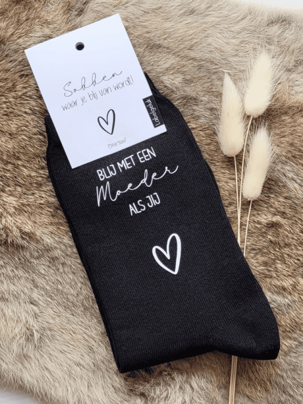 Cadeaubox zelf samenstellen: Sok met tekst | Blij met een moeder als jij
